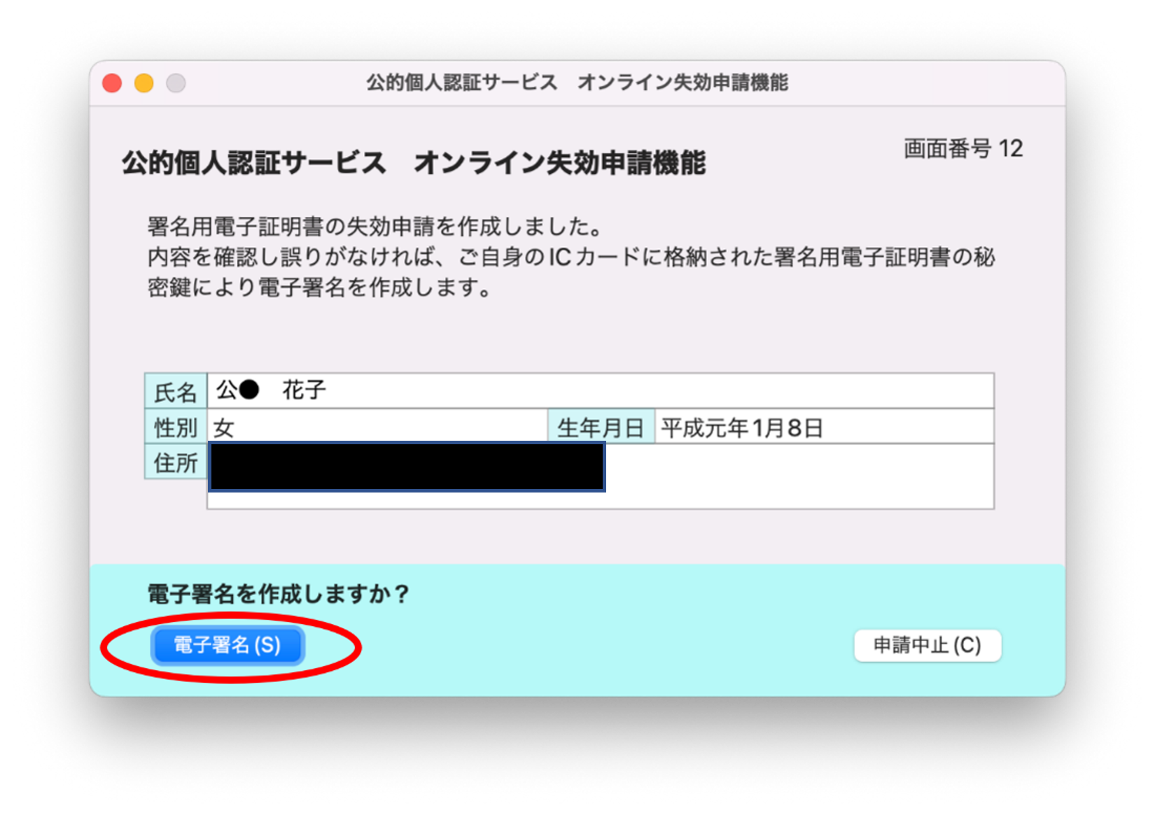 電子証明書の内容確認イメージ12