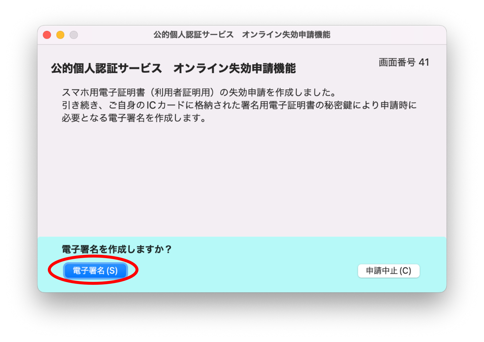 公的個人認証サービス オンライン失効申請確認のイメージ41