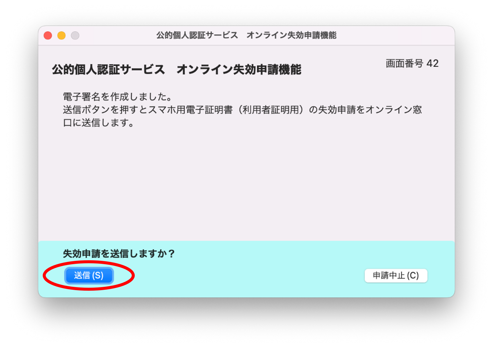 公的個人認証サービス オンライン失効申請確認のイメージ42